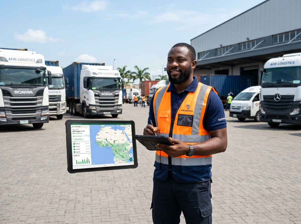 Superviseur logistique utilisant Fleet Kuettu sur le terrain
